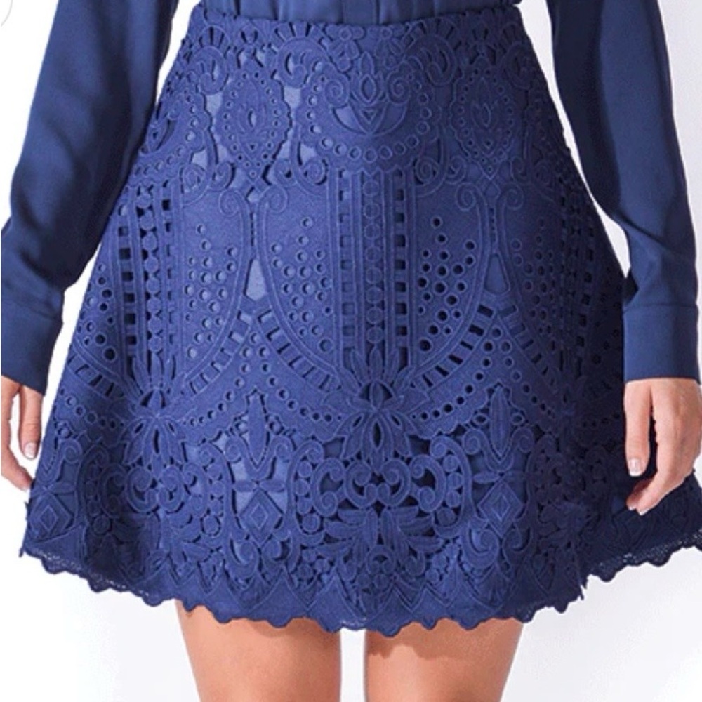 Daniela Corte Bailey Women's Navy Lace A-Line Skirt - Classic Detail